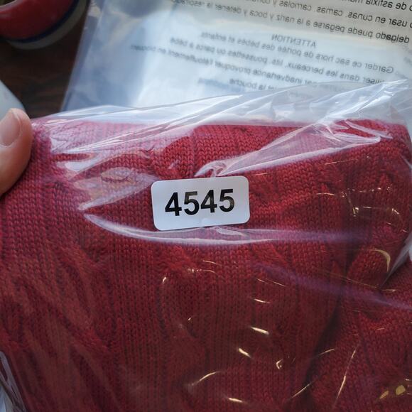 Y2K Ralph Lauren Sweater Womens Medium Red Cable Knit Crewneck Preppy Academia - Picture 8 of 8